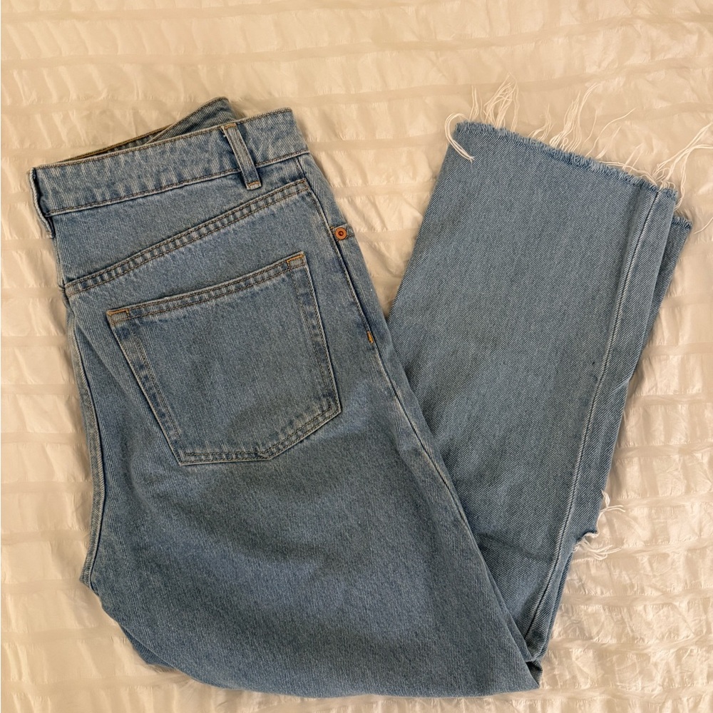 ASOS Ankle Cropped Jeans with Distressed Hem